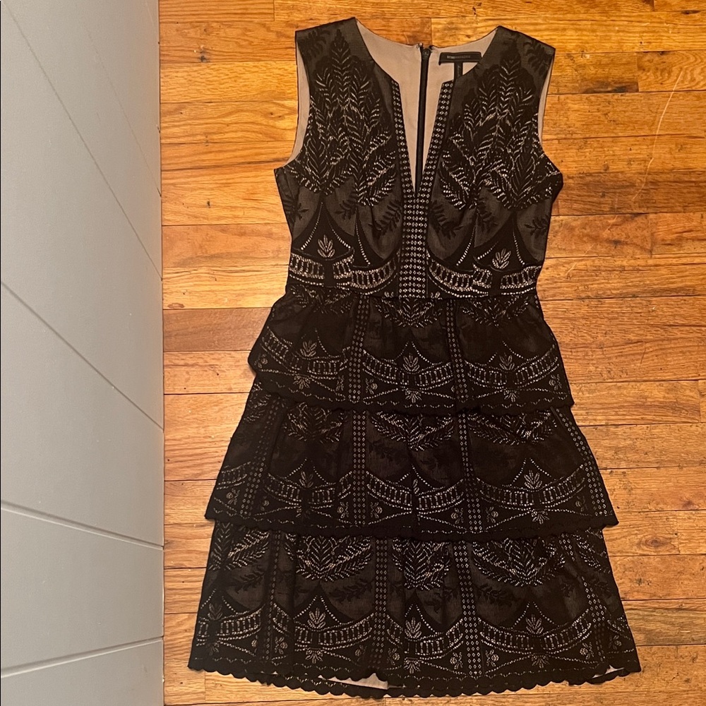 BCBGMaxAzria | Black Cutout Tiered Mini Dress